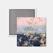 Glitzer und Marmor personalisiert Magnet (Vorderseite/Rückseite)