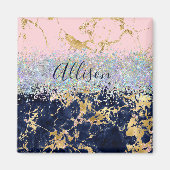 Glitzer und Marmor personalisiert Magnet (Vorne)