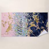 Glitzer und Marmor personalisiert Strandtuch (Vorderseite)