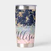 Glitzer und Marmor personalisiert Thermobecher (Links)