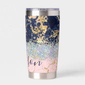 Glitzer und Marmor personalisiert Thermobecher (Rückseite)