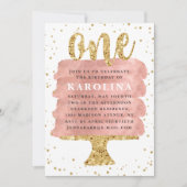 Glitzer und Rose Gold Cake Erstgeburt Einladung (Vorderseite)