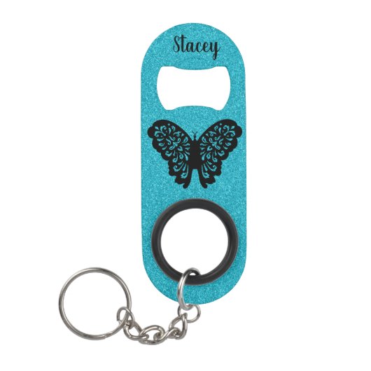 Glitzer und Schmetterling Mini Flaschenöffner (Vorderseite)