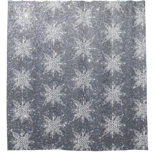 Glitzer und Schneeflocken Duschvorhang (Vorderseite)