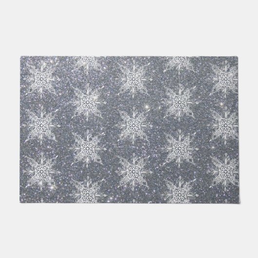 Glitzer und Schneeflocken Fußmatte (Vorderseite)