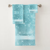 Glitzer und Shine Muster Aquamarin ID671 Badhandtuch Set (Insitu)