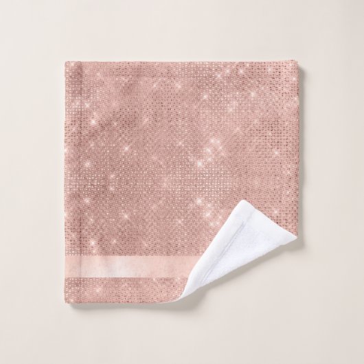 Glitzer und Shine Muster Rose Gold ID671 Badhandtuch Set (Waschlappen)
