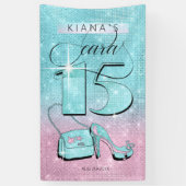 Glitzer und Shine Quinceanera Aquamarin/Pink Vert Banner (Vertikal)