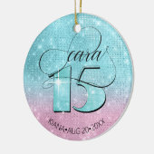 Glitzer und Shine Quinceanera Aquamarin/Rosa ID701 Keramik Ornament (Links)
