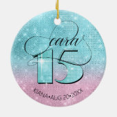 Glitzer und Shine Quinceanera Aquamarin/Rosa ID701 Keramik Ornament (Hinten)