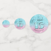 Glitzer und Shine Quinceanera Aquamarin/Rosa ID701 Konfetti (Vorderseiten)