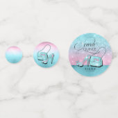 Glitzer und Shine Quinceanera Aquamarin/Rosa ID701 Konfetti (Rückseiten)