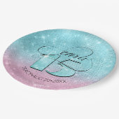 Glitzer und Shine Quinceanera Aquamarin/Rosa ID701 Pappteller (Schrägansicht)