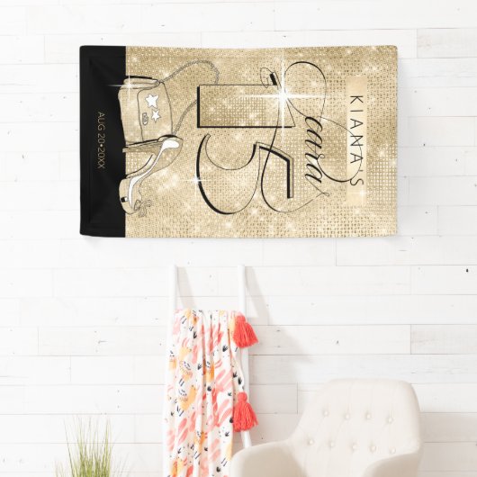 Glitzer und Shine Quinceanera Black/Gold Vrt ID701 Banner (Insitu)