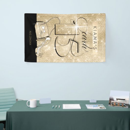 Glitzer und Shine Quinceanera Black/Gold Vrt ID701 Banner (Messeveranstaltung)