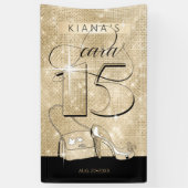 Glitzer und Shine Quinceanera Black/Gold Vrt ID701 Banner (Vertikal)