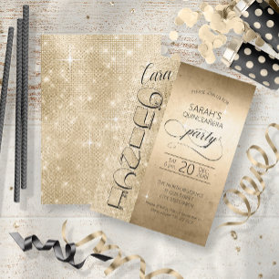 Glitzer und Shine Quinceanera Gold ID701 Einladung