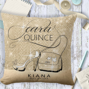 Glitzer und Shine Quinceanera Gold ID701 Kissen