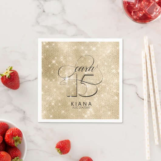 Glitzer und Shine Quinceanera V1 Gold ID701 Serviette (Beispiel)