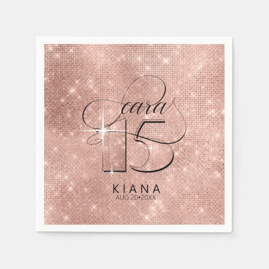 Glitzer und Shine Quinceanera V1 Rose Gold ID701 Serviette (Vorderseite)