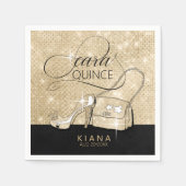 Glitzer und Shine Quinceanera V2 Black/Gold ID701 Serviette (Vorderseite)