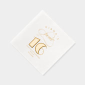 Glitzer und Shine Sweet 16 Gold ID675 Servietten Mit Folie (Rechts)