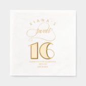 Glitzer und Shine Sweet 16 Gold ID675 Servietten Mit Folie (Vorderseite)