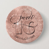 Glitzer und Shine Sweet 16 Rose Gold ID675 Button (Vorderseite)