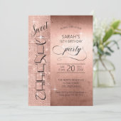 Glitzer und Shine Sweet 16 Rose Gold ID675 Einladung (Stehend Vorderseite)