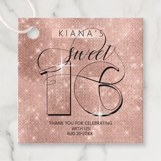Glitzer und Shine Sweet 16 Rose Gold ID675 Geschenkanhänger (Vorderseite)