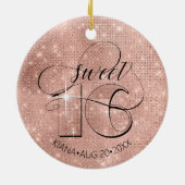 Glitzer und Shine Sweet 16 Rose Gold ID675 Keramik Ornament (Hinten)