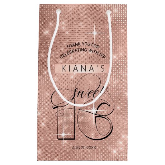 Glitzer und Shine Sweet 16 Rose Gold ID675 Kleine Geschenktüte (Vorderseite)