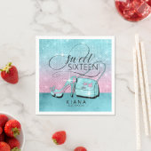 Glitzer und Shine Sweet 16 V2 Aquamarin/Pink ID675 Serviette (Beispiel)