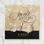Glitzer und Shine Sweet 16 V2 Black/Gold ID675 Geschenkanhänger (Vorderseite)