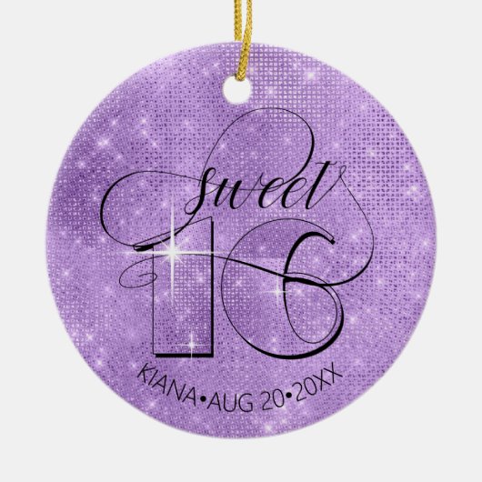Glitzer und Shine Sweet 16 Violet ID675 Keramik Ornament (Vorne)