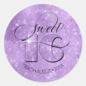 Glitzer und Shine Sweet 16 Violet ID675 Runder Aufkleber (Vorderseite)