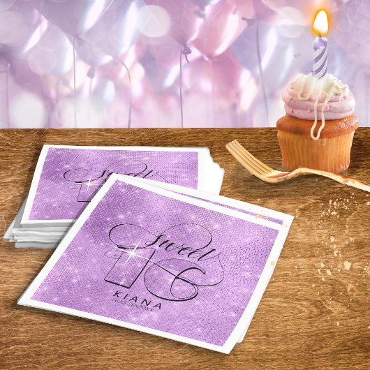 Glitzer und Shine Sweet 16 Violet ID675 Serviette