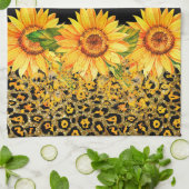 Glitzer und Sonnenblumen für Tiere Geschirrtuch (Gefaltet)