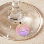 Glitzer- und Sparkle-Monogramm-Rainbow-Pastell Glasmarker<br><div class="desc">Gold,  Lila und rosa Rainbow Pastel Ombre Imitat Glitzer und sparkle Elegant Monogram Wein Charm. Diese Wine Charms können auf Ihren Vor- und Erstnamen angepasst werden. Der Glitzer Wine Charms macht ein großartiges Brautparty,  Geburtstagsparty oder Junggeselinnen-Abschied Geschenk für die besondere Person,  die Lieben rosa.</div>