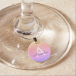 Glitzer- und Sparkle-Monogramm-Rainbow-Pastell Glasmarker<br><div class="desc">Gold,  Lila und rosa Rainbow Pastel Ombre Imitat Glitzer und sparkle Elegant Monogram Wein Charm. Diese Wine Charms können auf Ihren Vor- und Erstnamen angepasst werden. Der Glitzer Wine Charms macht ein großartiges Brautparty,  Geburtstagsparty oder Junggeselinnen-Abschied Geschenk für die besondere Person,  die Lieben rosa.</div>