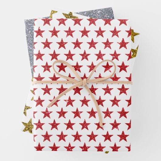Glitzer und Sterne Geschenkpapier Set (Beispiel)