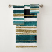 Glitzer- und Streifen in grün und gold Badehandtuc Badhandtuch Set (Insitu)