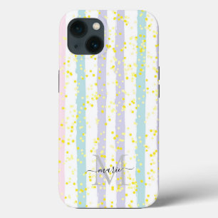 Glitzer und Streifen Monogram Script Name Initial Case-Mate iPhone Hülle