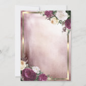 Glitzer Unicorn, Bokeh, Burgunder Blumenbaby-Dusch Einladung (Rückseite)