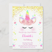 Glitzer Unicorn Einladung zum Geburtstag (Vorderseite)
