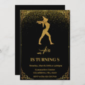 Glitzer Unicorn Gymnastik Geburtstag Einladung (Vorne/Hinten)