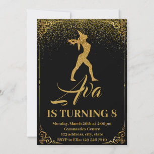 Glitzer Unicorn Gymnastik Geburtstagseinladung Einladung