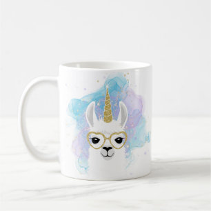 Glitzer Unicorn Llama Tasse