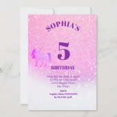 Glitzer Unicorn Magischer Lila Niedliche Geburtsta Einladung (Vorderseite)