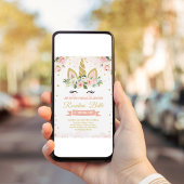 Glitzer Unicorn Magisches Party Einladung